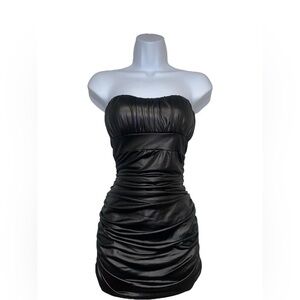y2k black ruched mini bodycon dress